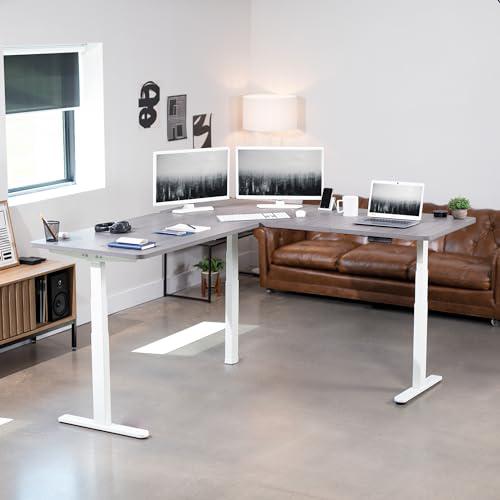 Electric Height Adjustable 77 x 71 inch Corner Stand Up Desk. Picture 2