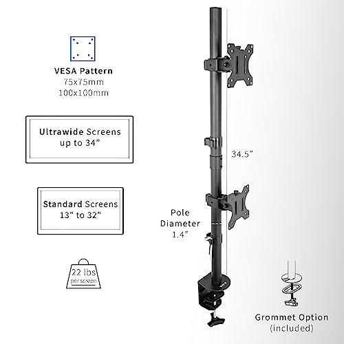 Dual LCD Monitor Desk Mount Stand Heavy Duty Stacked, Holds Vertical 2 Screens. Picture 3
