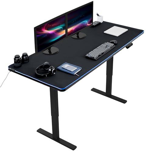 Electric Height Adjustable 71 x 30 inch Memory Stand Up Desk with RGB Pad. Picture 1