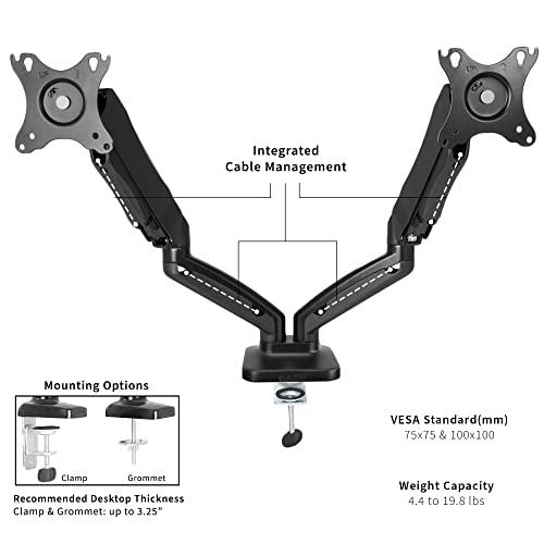 Dual Arm Monitor Desk Mount Height Adjustable, Tilt, Swivel, Counterbalance. Picture 8
