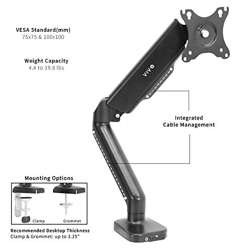 Single Monitor Height Adjustable Counterbalance Pneumatic Arm Desk Mount Stand. Picture 6