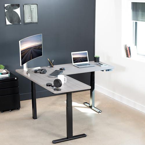Electric Height Adjustable 67 x 60 inch Corner Stand Up Desk. Picture 2