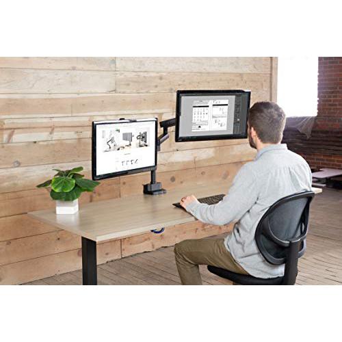 Premium Aluminum Full Motion Dual Monitor Desk Mount Stand. Picture 3