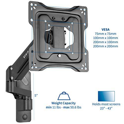 Premium Aluminum Single TV Wall Mount for 23 to 43 inch Screens. Picture 2