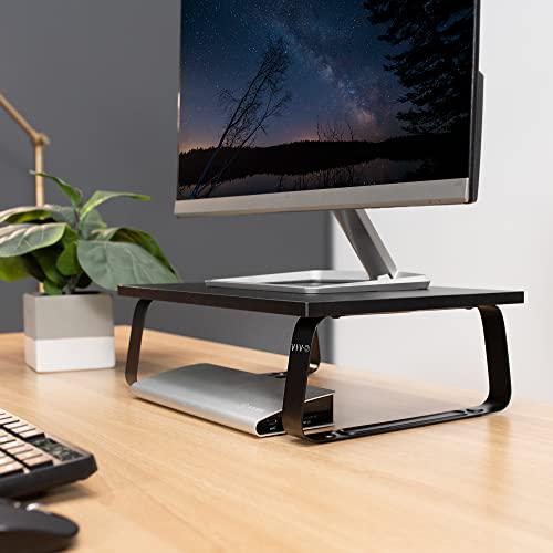 15 inch Monitor Stand, Wood and Steel Desktop Riser, Screen, Keyboard, Laptop. Picture 5