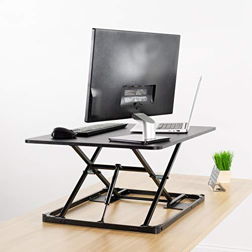 Black Ultra-Slim Single Top Height Adjustable 31 inch Standing Desk Converter. Picture 7