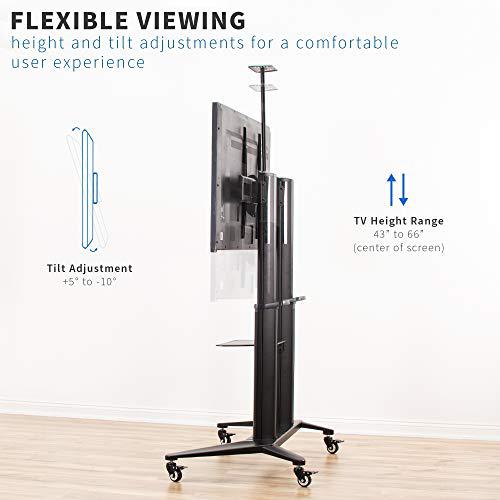 Premium Aluminum Mobile TV Cart for 32 to 120 inch Screens up to 308 lbs. Picture 3