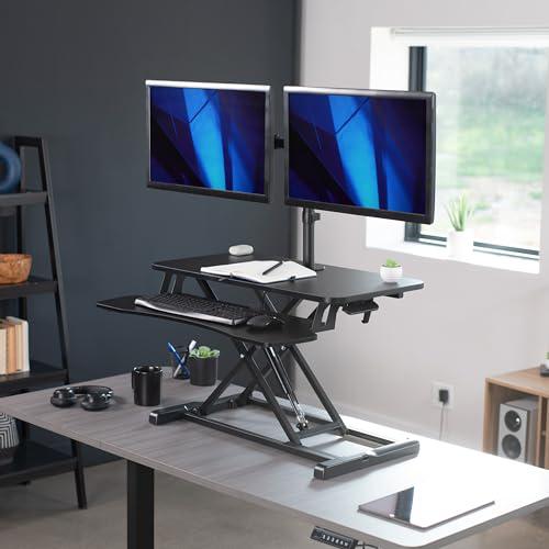 32 inch Standing Desk Converter with Dual 13 to 30 inch Monitor Stand. Picture 2