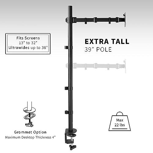 Extra Tall Single Monitor Desk Mount Stand 39 inch Pole. Picture 5