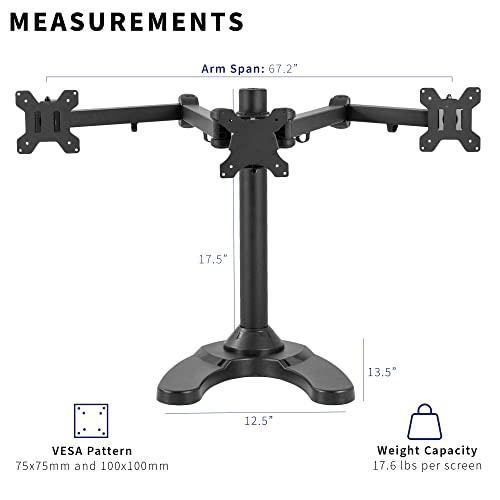 Triple LED LCD Computer Monitor Free Standing Desk Mount with Base, Heavy Duty. Picture 4