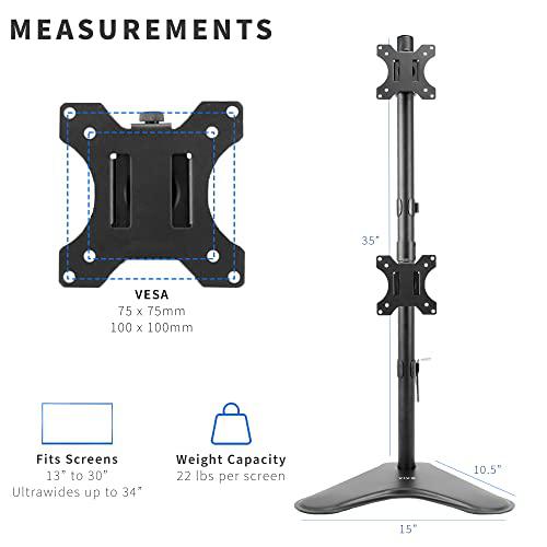Dual Monitor Desk Stand Free-Standing LCD Mount, Holds in Stacked Position. Picture 3