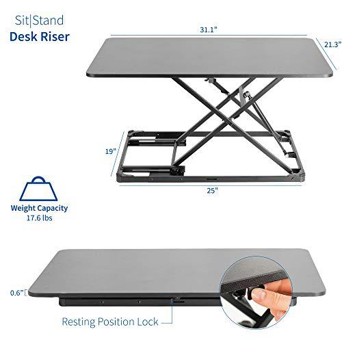 Black Ultra-Slim Single Top Height Adjustable 31 inch Standing Desk Converter. Picture 2