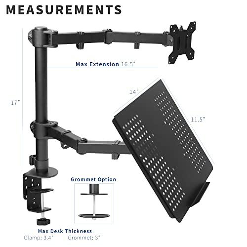 Black Fully Adjustable 13 to 32 inch Single Computer Monitor and Desk Mount. Picture 4