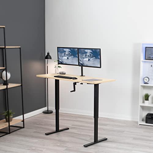 Manual Height Adjustable 60 x 24 inch Stand Up Desk, Light Wood. Picture 2