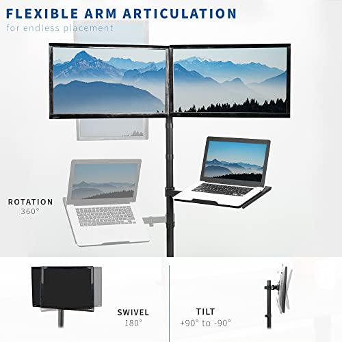 Laptop and Dual 13 to 27 inch LCD Monitor Stand up Desk Mount, Extra Tall. Picture 4