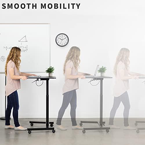 Mobile 32 inch Pneumatic Sit to Stand Laptop Desk, Rolling Presentation Cart. Picture 6