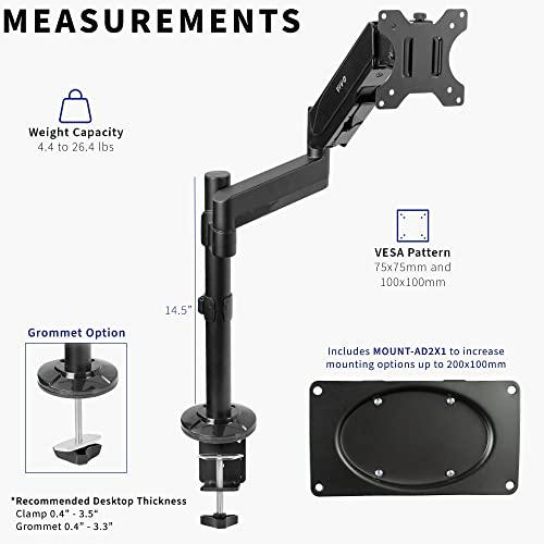 Heavy Duty Articulating Single Pneumatic Spring Arm Desk Mount Stand. Picture 3