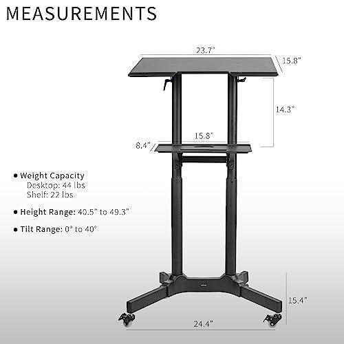 Steel Mobile 24 inch Height Adjustable Multi-Purpose Rolling Podium. Picture 3