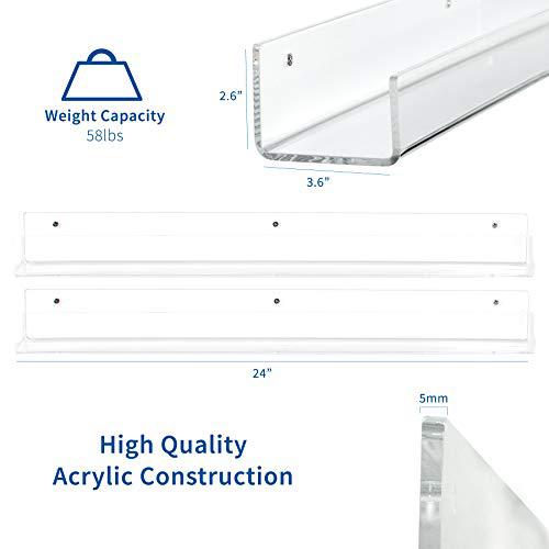 Dual Acrylic 24 inch Floating Bookshelves for Wall Display. Picture 4