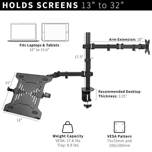 Full Motion Monitor and Laptop Desk Mount Articulating Double Center Arm. Picture 3