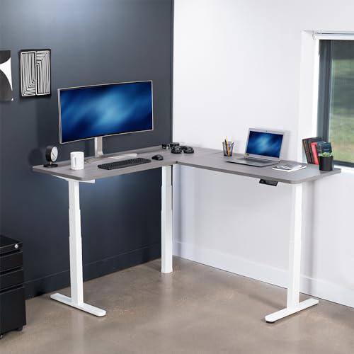 Electric Height Adjustable 67 x 60 inch Corner Stand Up Desk. Picture 2