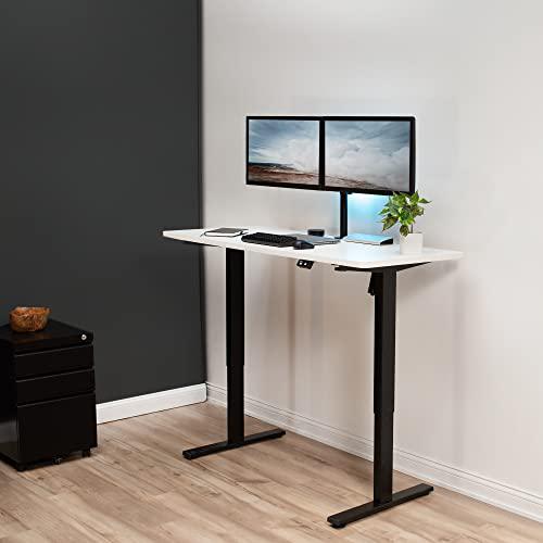 60-inch Electric Height Adjustable 60 x 24 inch Stand Up Desk, White Solid. Picture 2