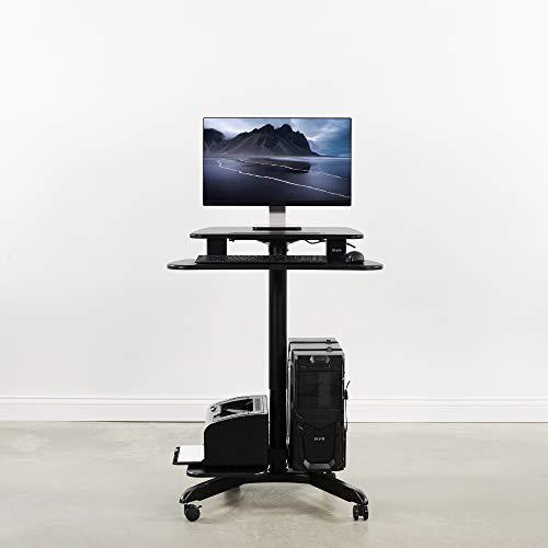 Rolling Dual Tier 24 inch Sit to Stand Mobile Computer Workstation. Picture 5