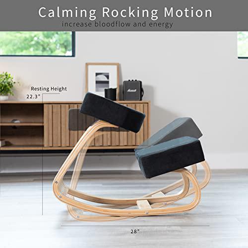 Wooden Rocking Kneeling Chair, Ergonomic Rocker Stool for Home and Office. Picture 4