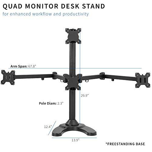 Steel Quad 13 to 32 inch LED LCD Computer Monitor Heavy Duty Freestanding Mount. Picture 6