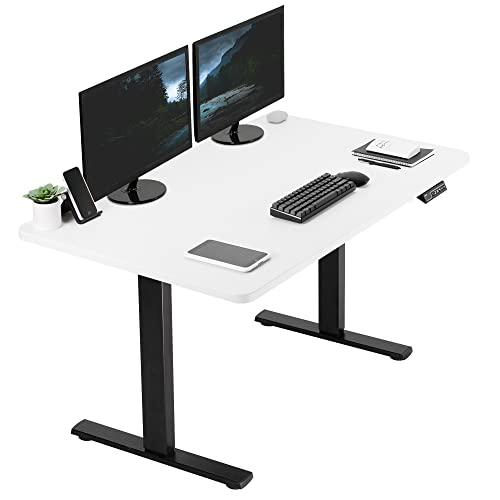 Electric Height Adjustable 43 x 24 inch Memory Stand Up Desk, White. Picture 1