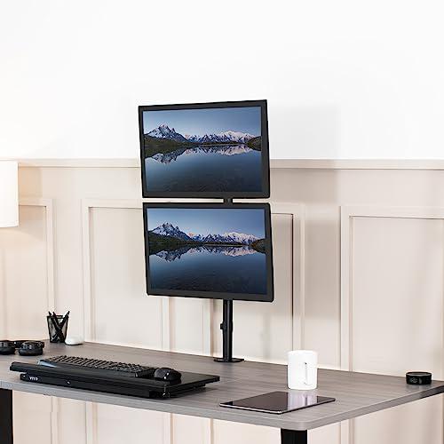 Dual LCD Monitor Desk Mount Stand Heavy Duty Stacked, Holds Vertical 2 Screens. Picture 2