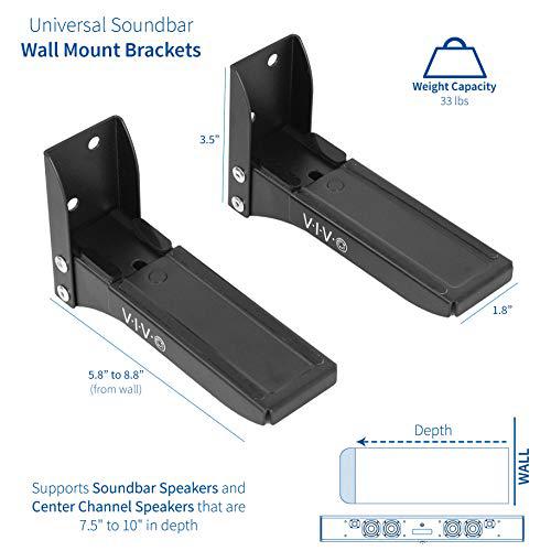 Steel Universal Dual Soundbar Wall Mount L Brackets. Picture 2