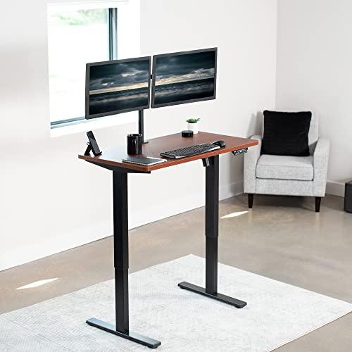 Electric Height Adjustable 43 x 24 inch Memory Stand Up Desk, Dark Walnut. Picture 2
