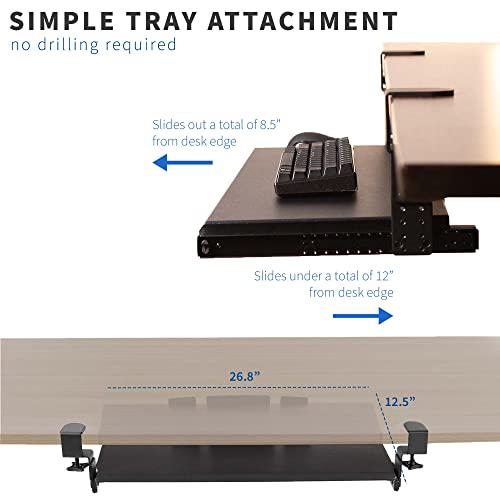 Large Height Adjustable Under Desk Keyboard Tray, C-clamp Mount System. Picture 7
