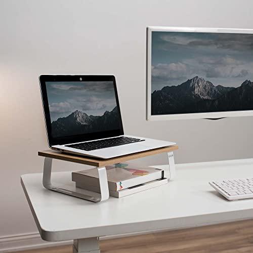 15 inch Monitor Stand, Wood and Steel Desktop Riser, Screen, Keyboard, Laptop. Picture 9