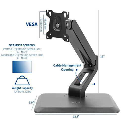 Premium VESA Single 17 to 32 inch Computer Monitor & Touch Screen Desk Stand. Picture 4
