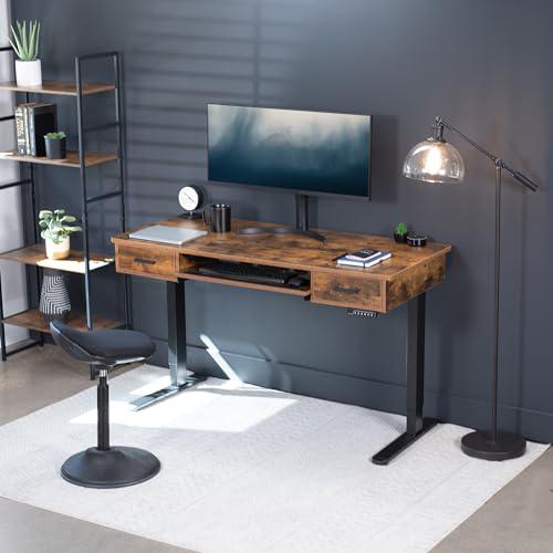 Electric Height Adjustable 55 x 24 inch Memory Stand Up Desk with Rear-Set Legs. Picture 9