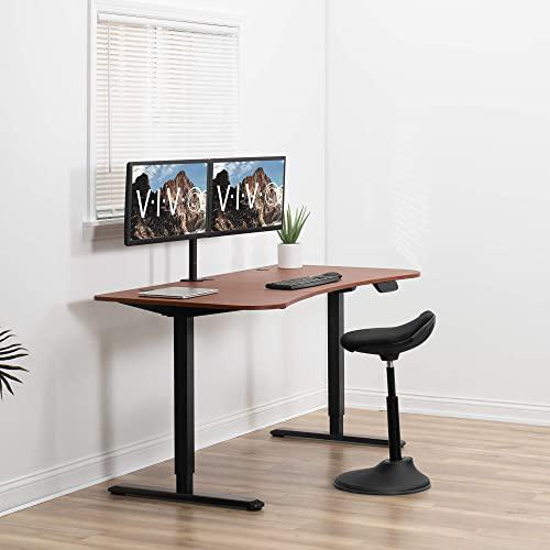 Electric Height Adjustable 63 x 32 inch Memory Stand Up Desk, Dark Walnut. Picture 7