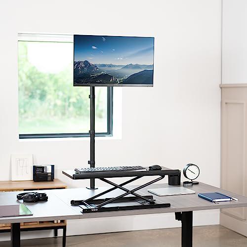 Extra Tall Single Monitor Desk Mount Stand 39 inch Pole. Picture 8