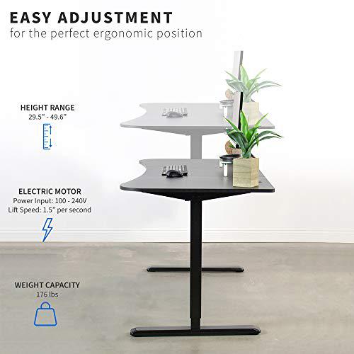 Electric Height Adjustable 63 x 32 inch Memory Stand Up Desk, Black Table Top. Picture 4