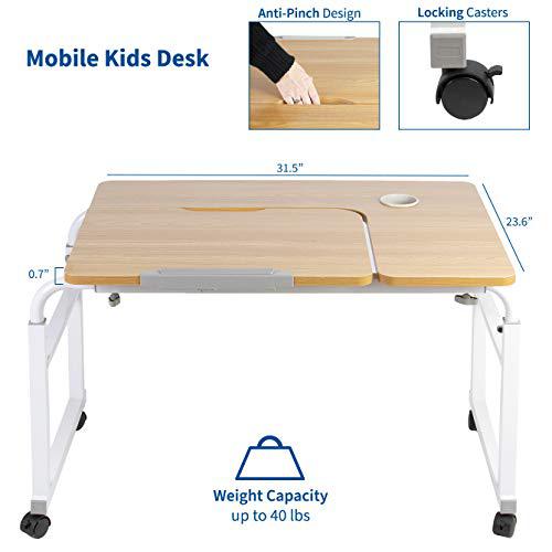 Height and Length Adjustable Mobile Desk for Kids and Adults, Tilting Table Top. Picture 3