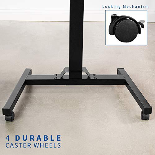 Black Pneumatic Mobile 36 inch Height Adjustable Two Platform Standing Desk. Picture 8