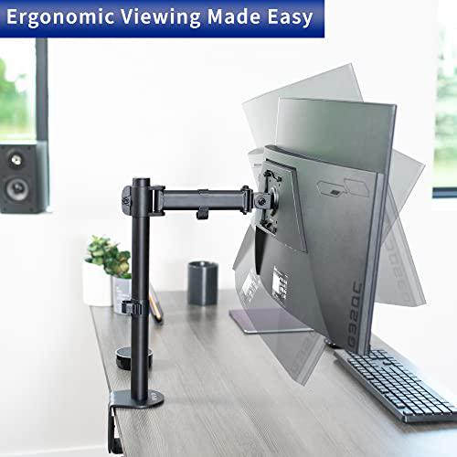 Single 13 to 32 inch Computer Monitor Desk Mount, Short Adjustable Arm. Picture 4