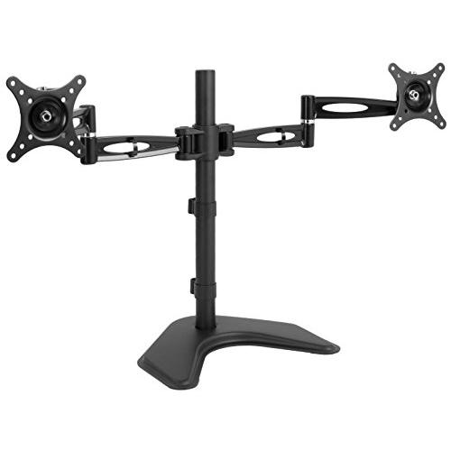 Dual LCD Monitor Free Standing Desk Mount, Heavy Duty Fully Adjustable Stand. Picture 1