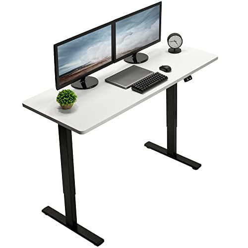 60-inch Electric Height Adjustable 60 x 24 inch Stand Up Desk, White Solid. Picture 1