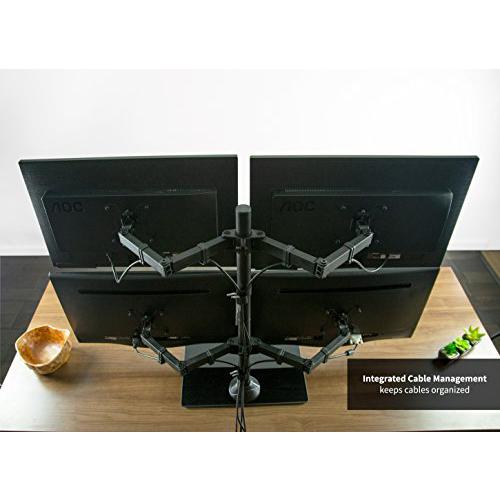 Black Adjustable Quad Monitor Desk Stand Mount, Free Standing. Picture 5