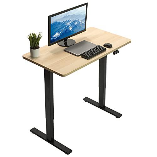 43-inch Electric Height Adjustable 43 x 24 inch Stand Up Desk, Light Wood. Picture 1
