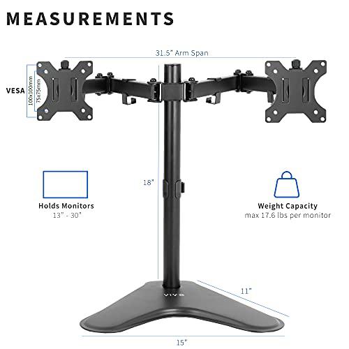 Dual 13 to 30 inch Monitor Free-Standing Mount, Fully Adjustable Desk Stand. Picture 3