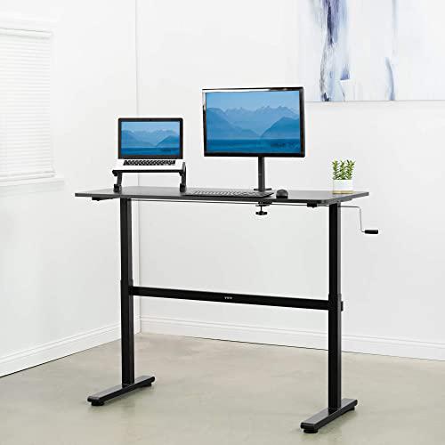 Height Adjustable 55 x 24 inch Standing Desk, Hand Crank Sit Stand Workstation. Picture 2