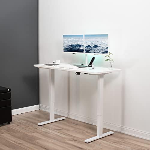 60-inch Electric Height Adjustable 60 x 24 inch Stand Up Desk, White Solid. Picture 2